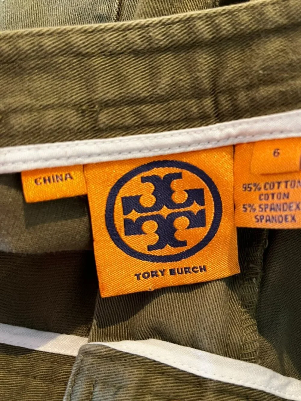 Tory Burch Woman's Green Cotton/Spandex Rolled Cuffs Shorts Sz 6